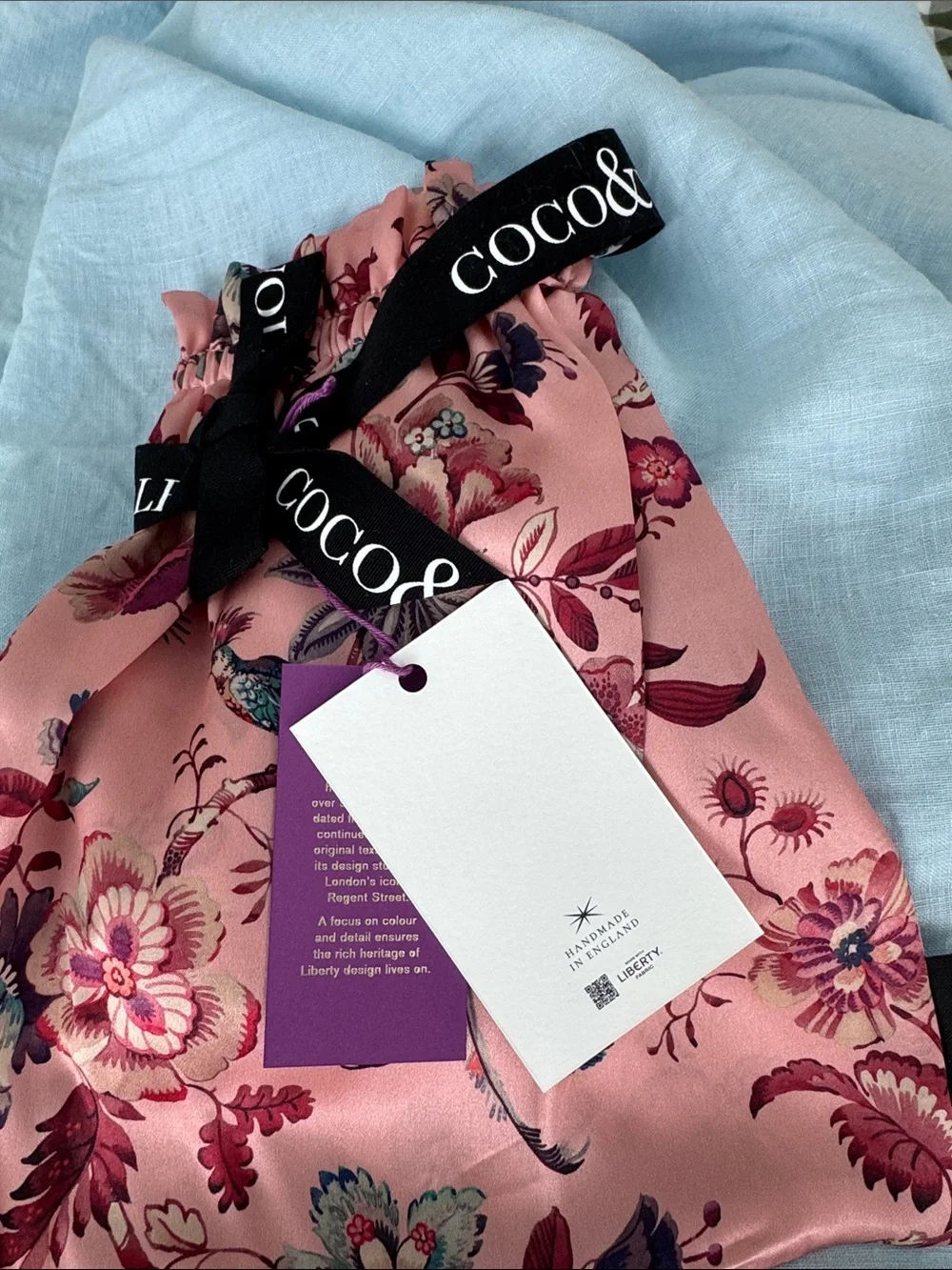 Liberty of London Pink Floral Silk Sleep Mask and Pouch Set